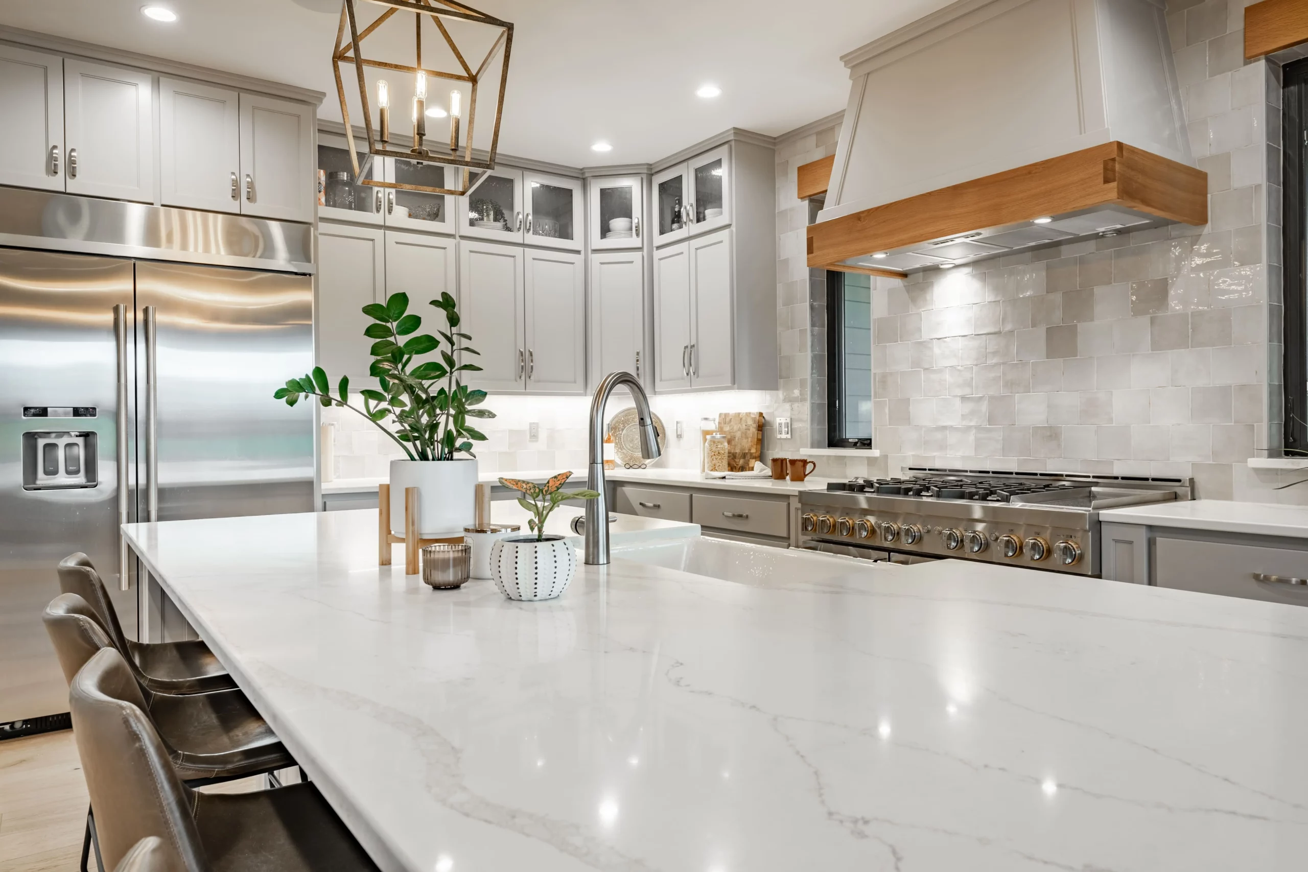 Synthetic Quartz Countertop | Built-In Shelving NYC | Electrical Remodeling NYC